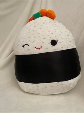 Squishmallows Sushi Roll Plush Pillow - White, Black & Orange